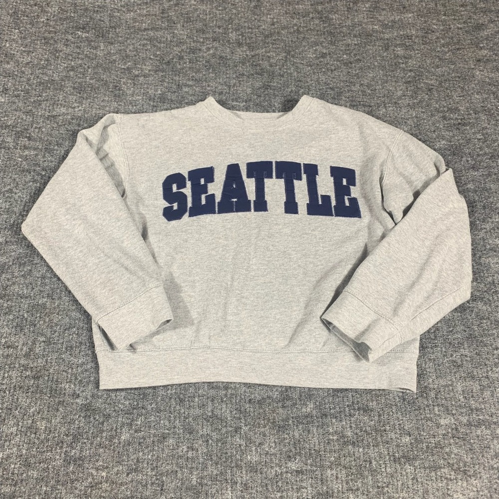 New York Popular Sweatshirt Womens Small Gray Seattle Washington PNW Oversized